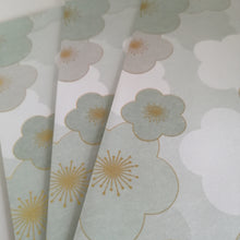 Indlæs billede til gallerivisning Moderne Japansk Stilede Konvolutter, Mint &amp; Grå Blomster