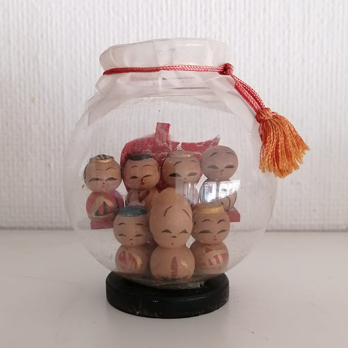 Vintage Japanske Kokeshi Dukker i Glas